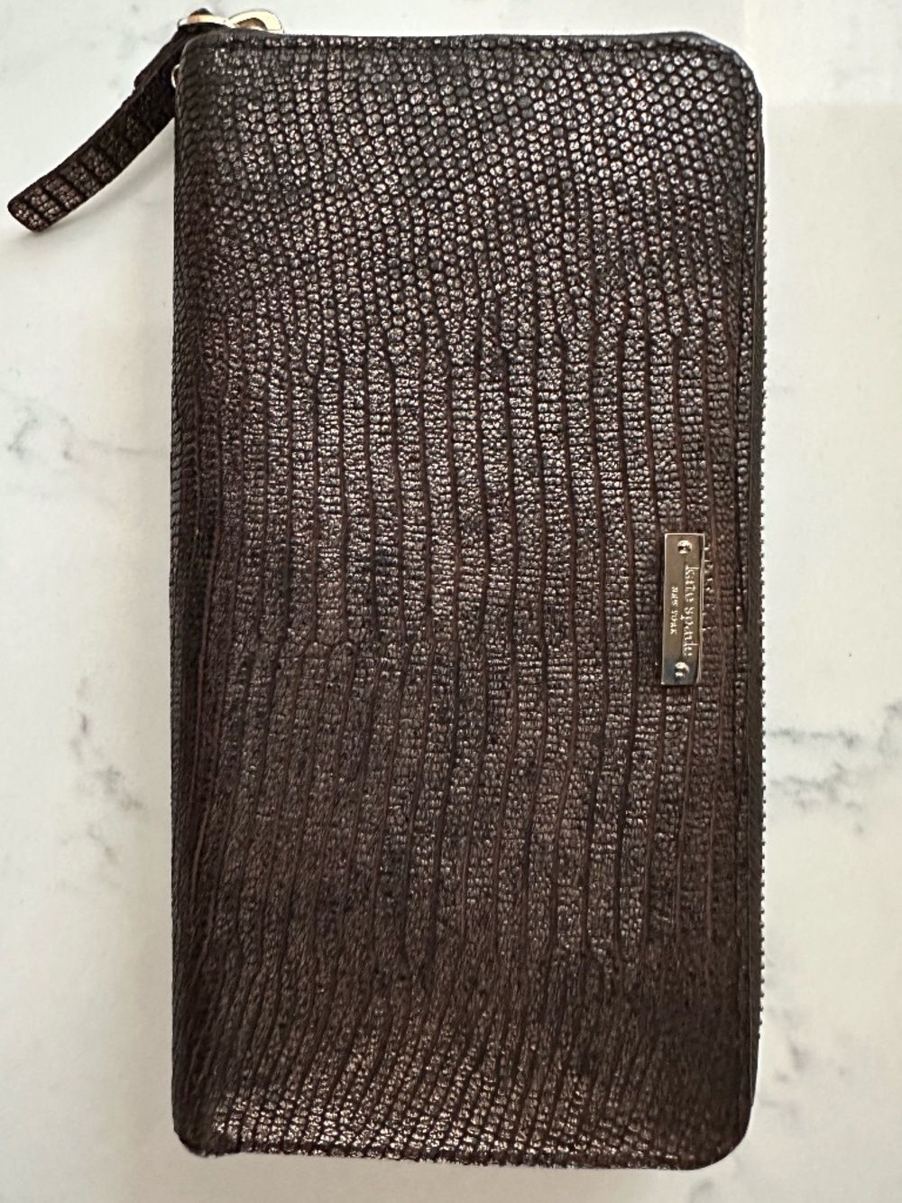 Kate Spade Metallic Lizard Embossed Lacey Zip Around Continental Wallet